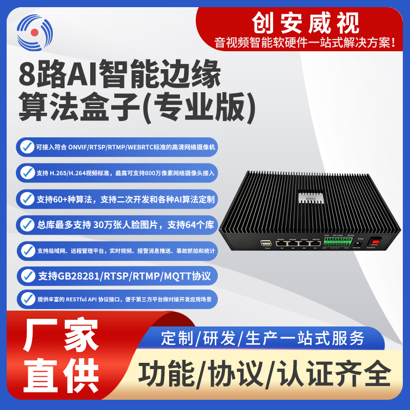 创安威视8路AI智能边缘算法盒子（基础版）：让城市安防与管理，一步迈入“数智化”新纪元